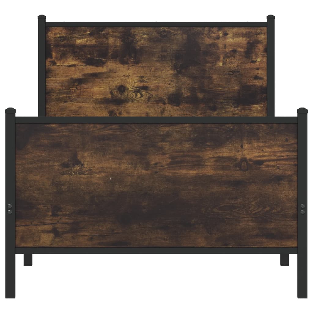 Sengeramme i metall uten madrass røkt eik 90x200 cm