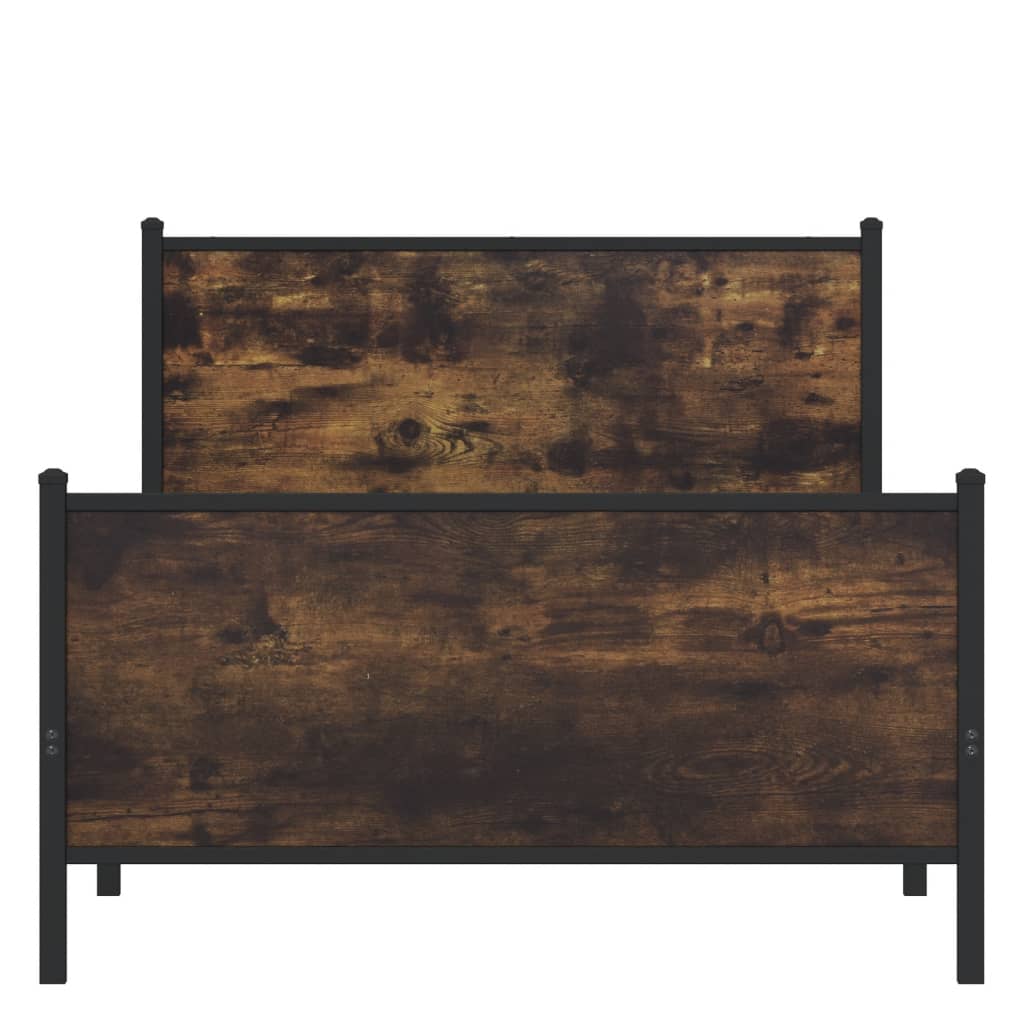 Sengeramme i metall uten madrass røkt eik 100x190 cm