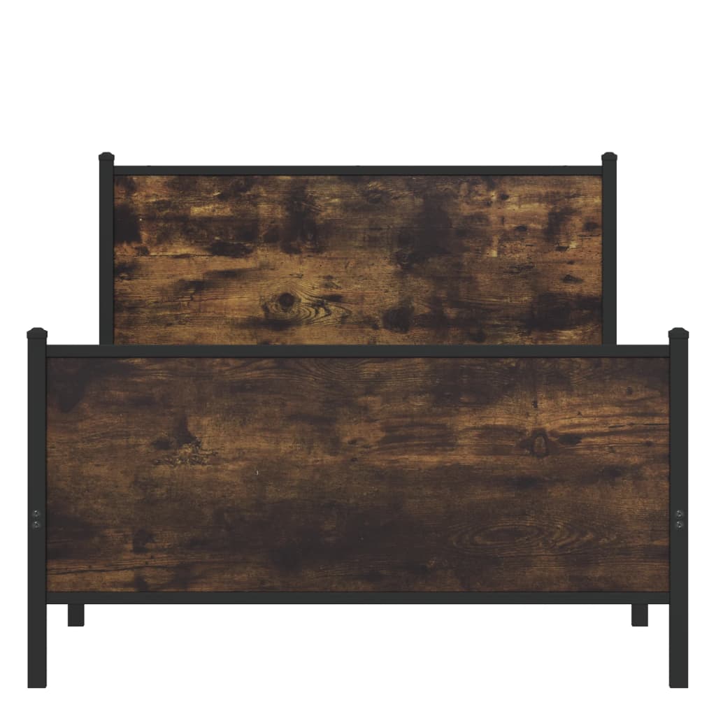 Sengeramme i metall uten madrass røkt eik 107x203 cm