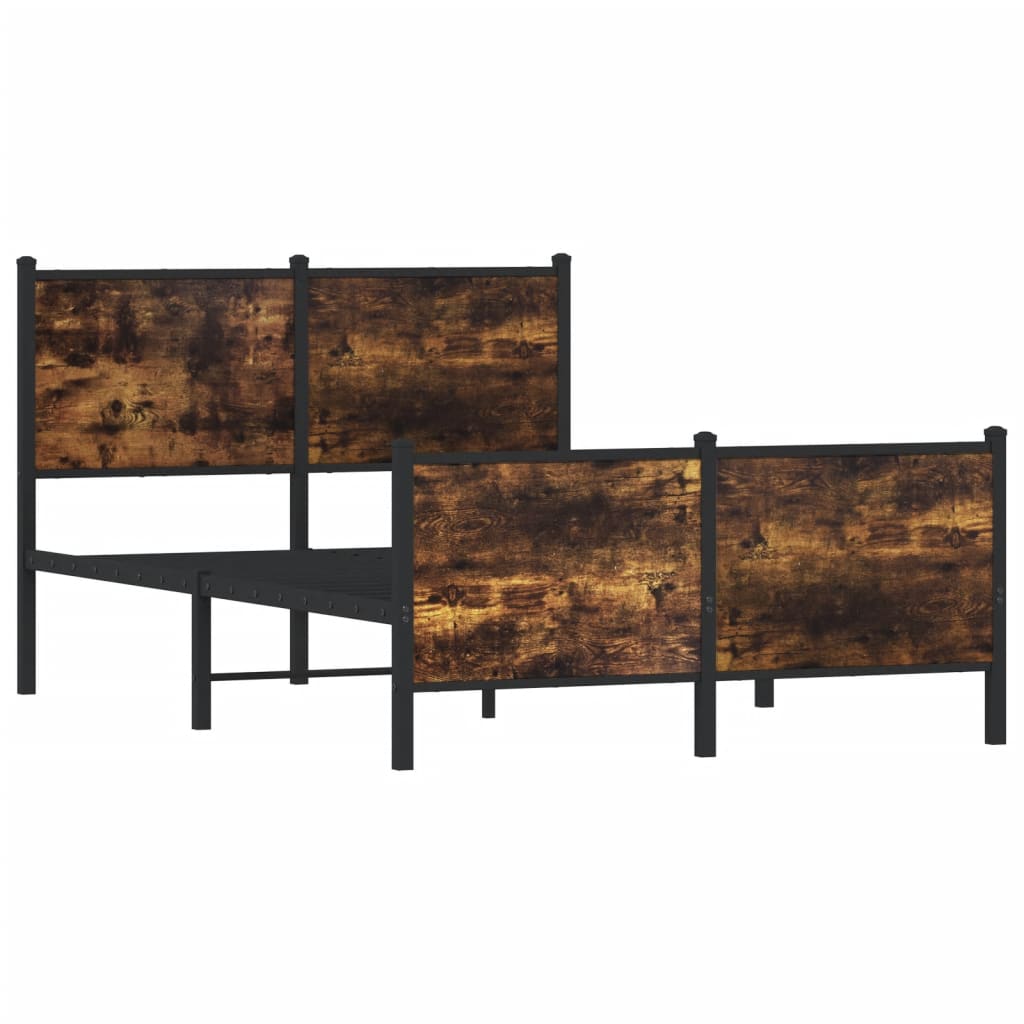 Sengeramme i metall uten madrass røkt eik 120x190 cm