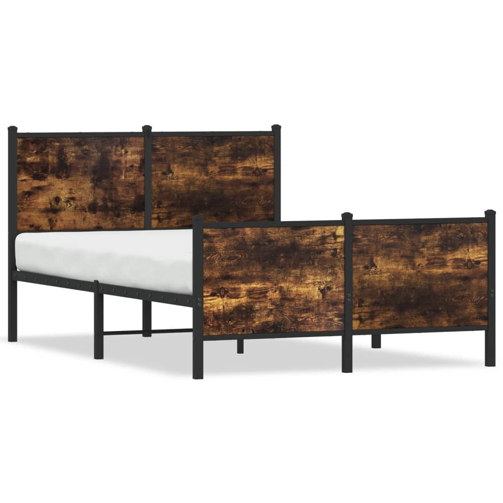 Sengeramme i metall uten madrass røkt eik 120x200 cm