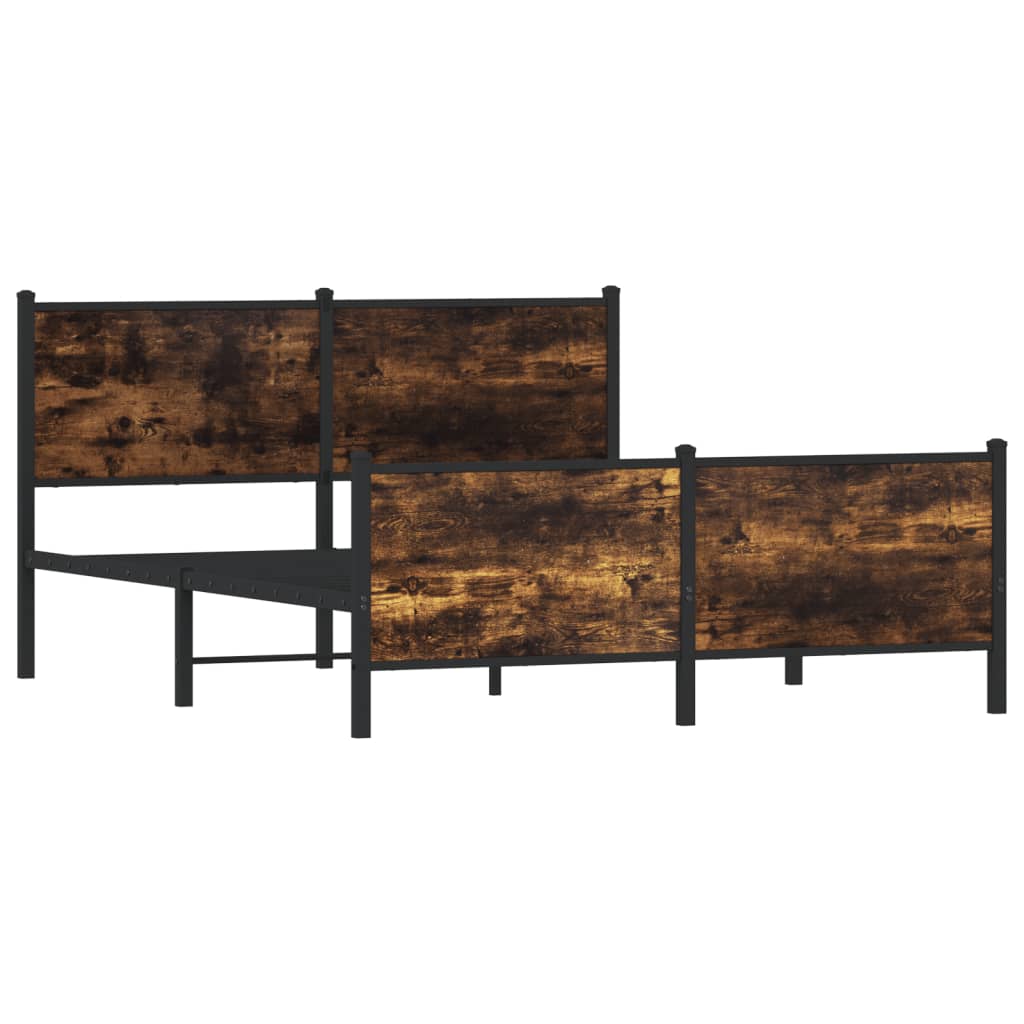 Sengeramme i metall uten madrass røkt eik 137x190 cm
