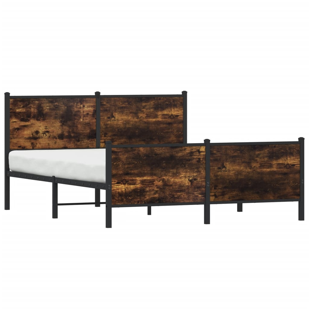 Sengeramme i metall uten madrass røkt eik 137x190 cm