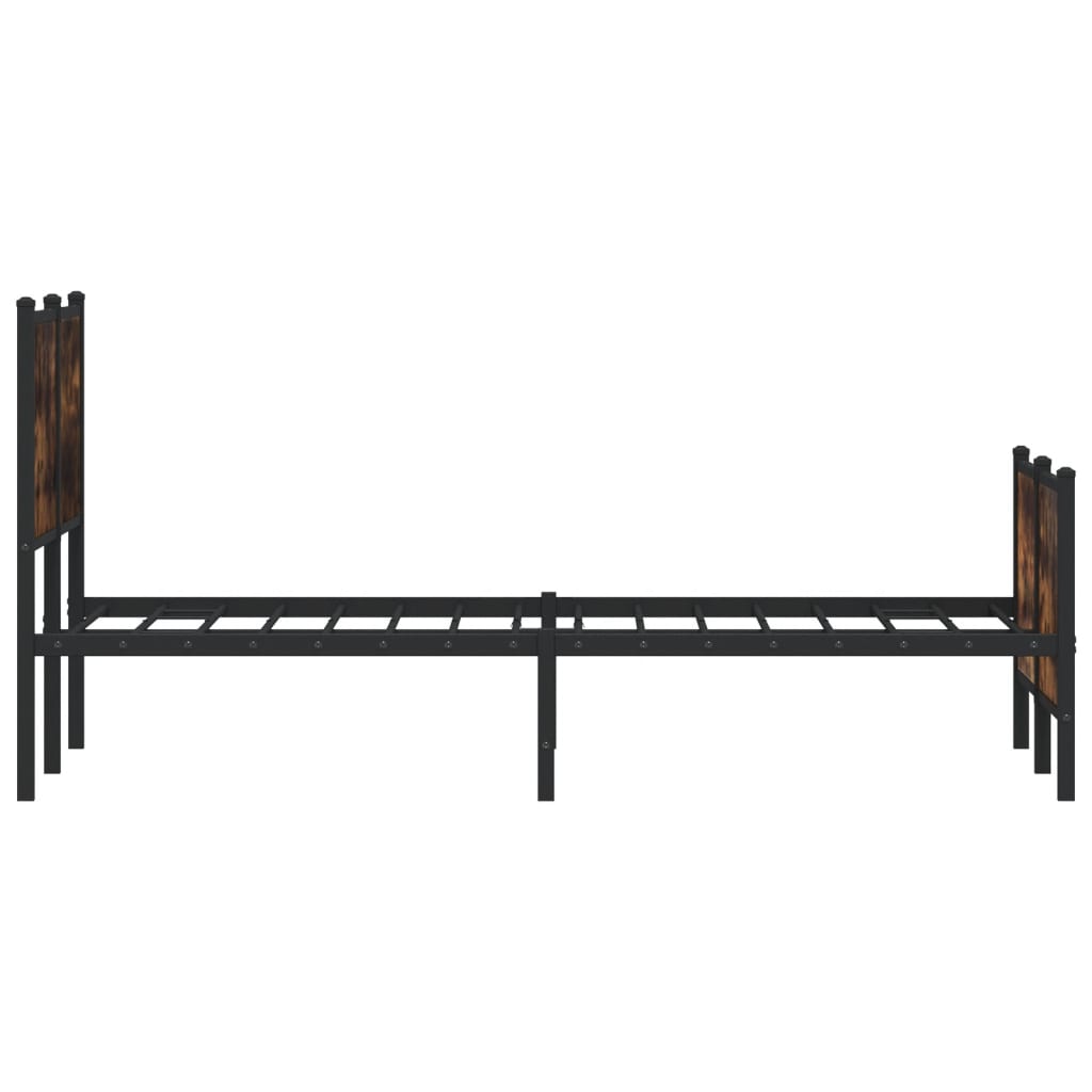 Sengeramme i metall uten madrass røkt eik 137x190 cm