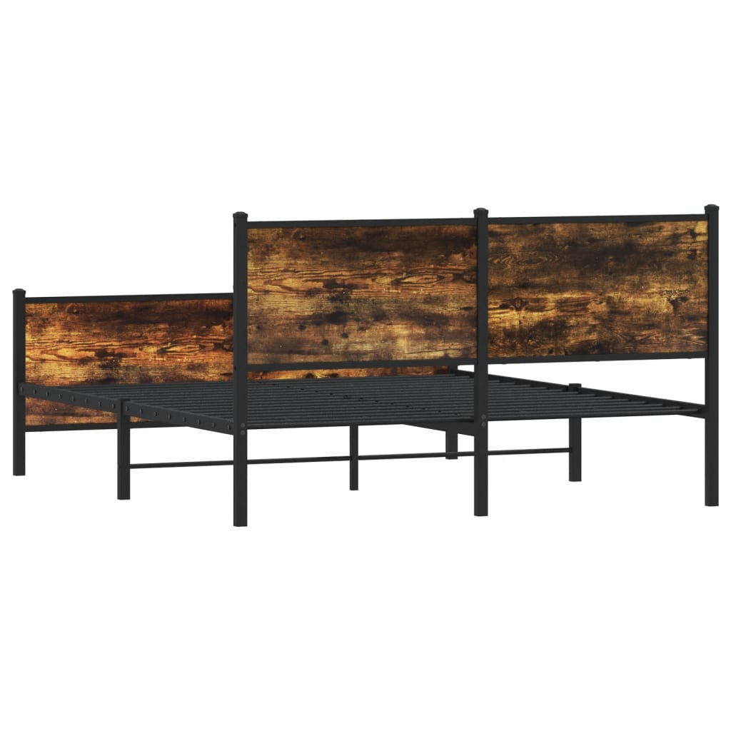 Sengeramme i metall uten madrass røkt eik 137x190 cm