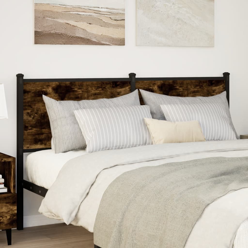 Utskiftbar sengegavl røkt eik 140 cm konstruert tre og stål vidaXL