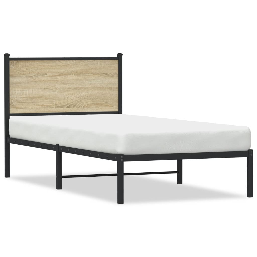 Sengeramme i metall uten madrass sonoma eik 75x190 cm