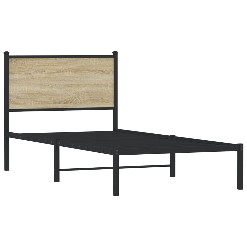 Sengeramme i metall uten madrass sonoma eik 75x190 cm