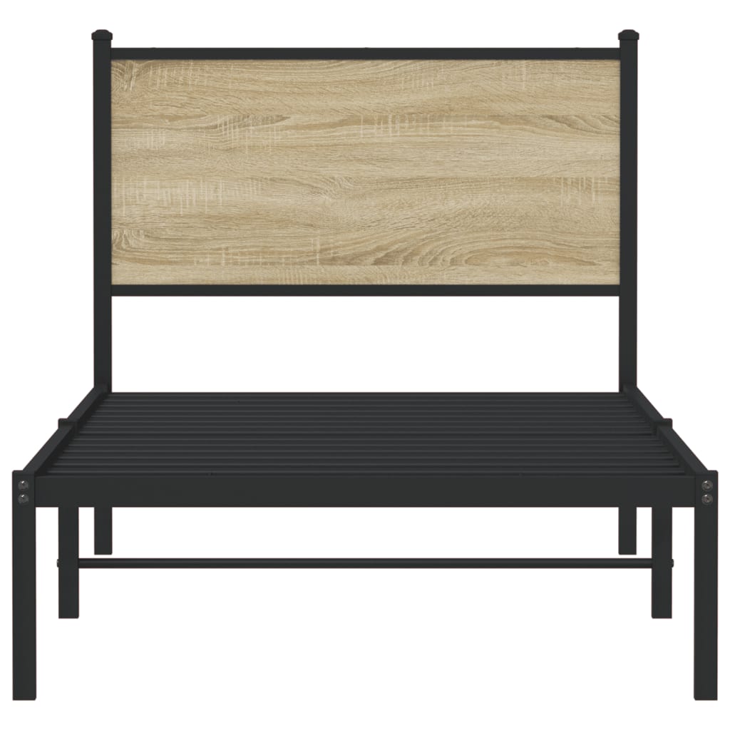 Sengeramme i metall uten madrass sonoma eik 75x190 cm