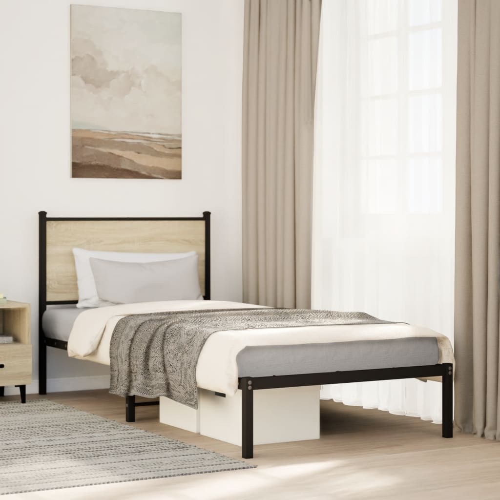 Sengeramme i metall uten madrass sonoma eik 75x190 cm