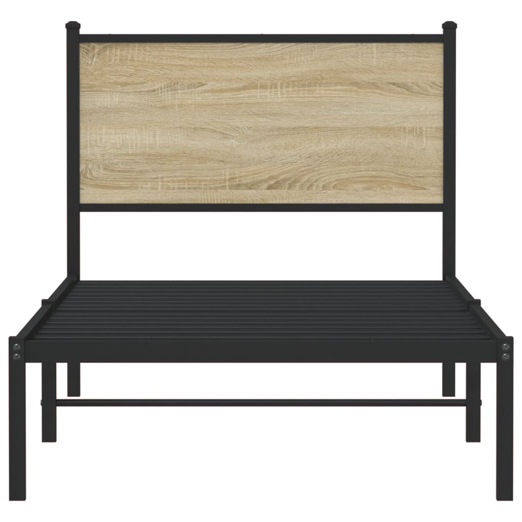 Sengeramme i metall uten madrass sonoma eik 90x190 cm