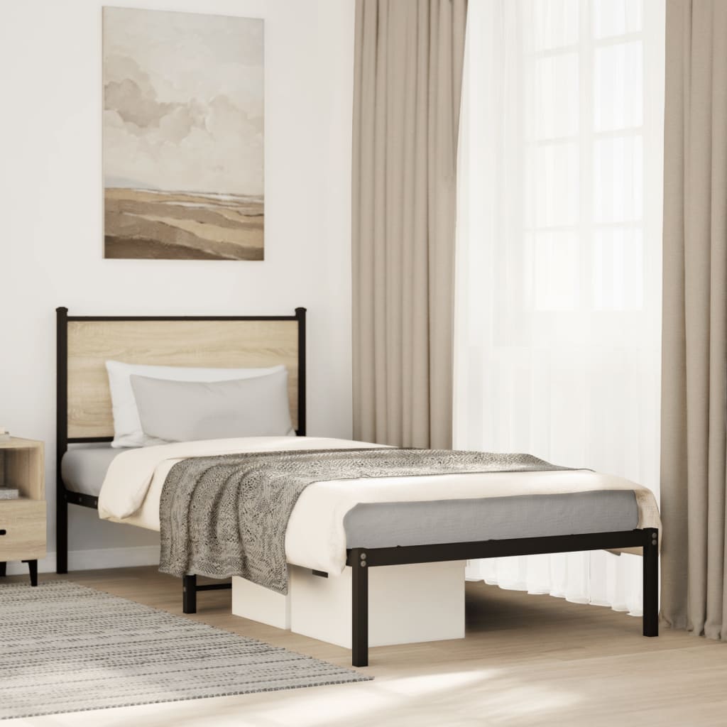 Sengeramme i metall uten madrass sonoma eik 90x190 cm