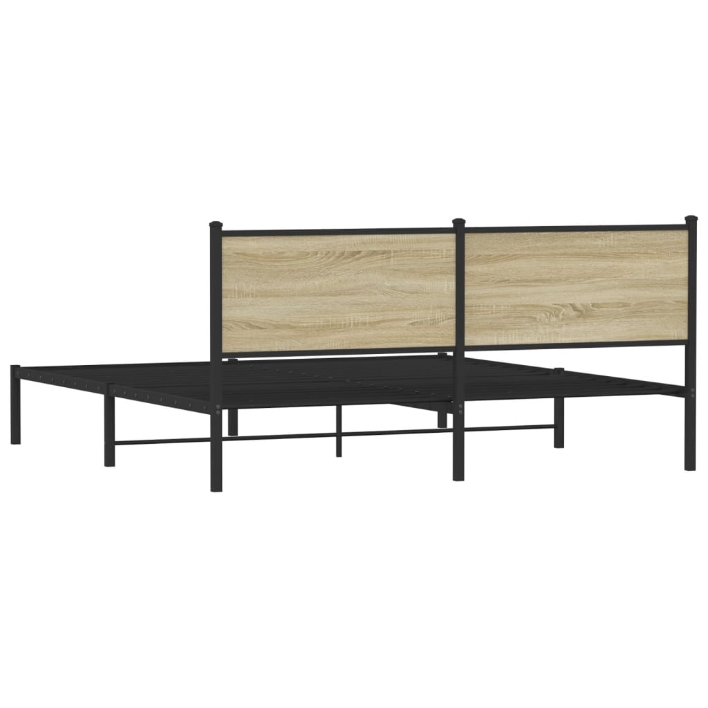 Sengeramme i metall uten madrass sonoma eik 183x213 cm