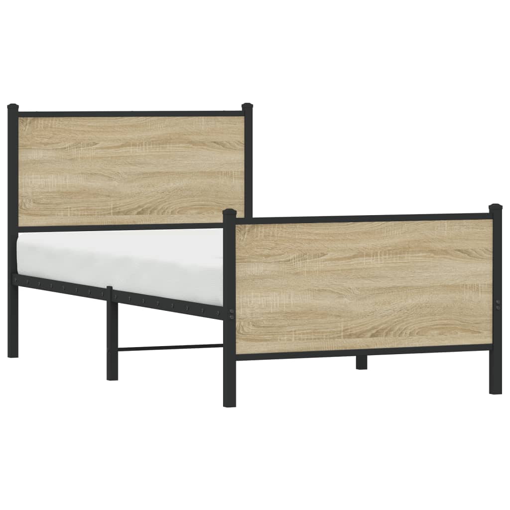 Sengeramme i metall uten madrass sonoma eik 75x190 cm