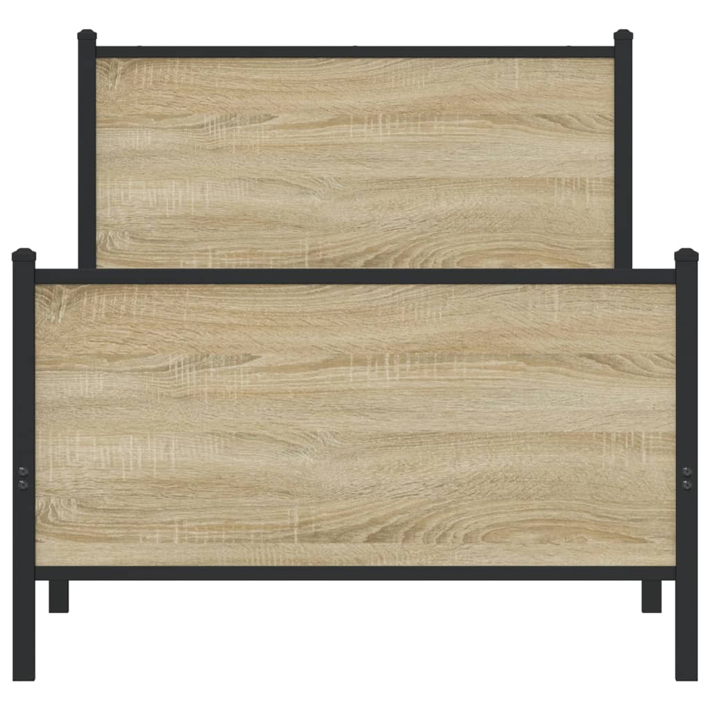 Sengeramme i metall uten madrass sonoma eik 75x190 cm