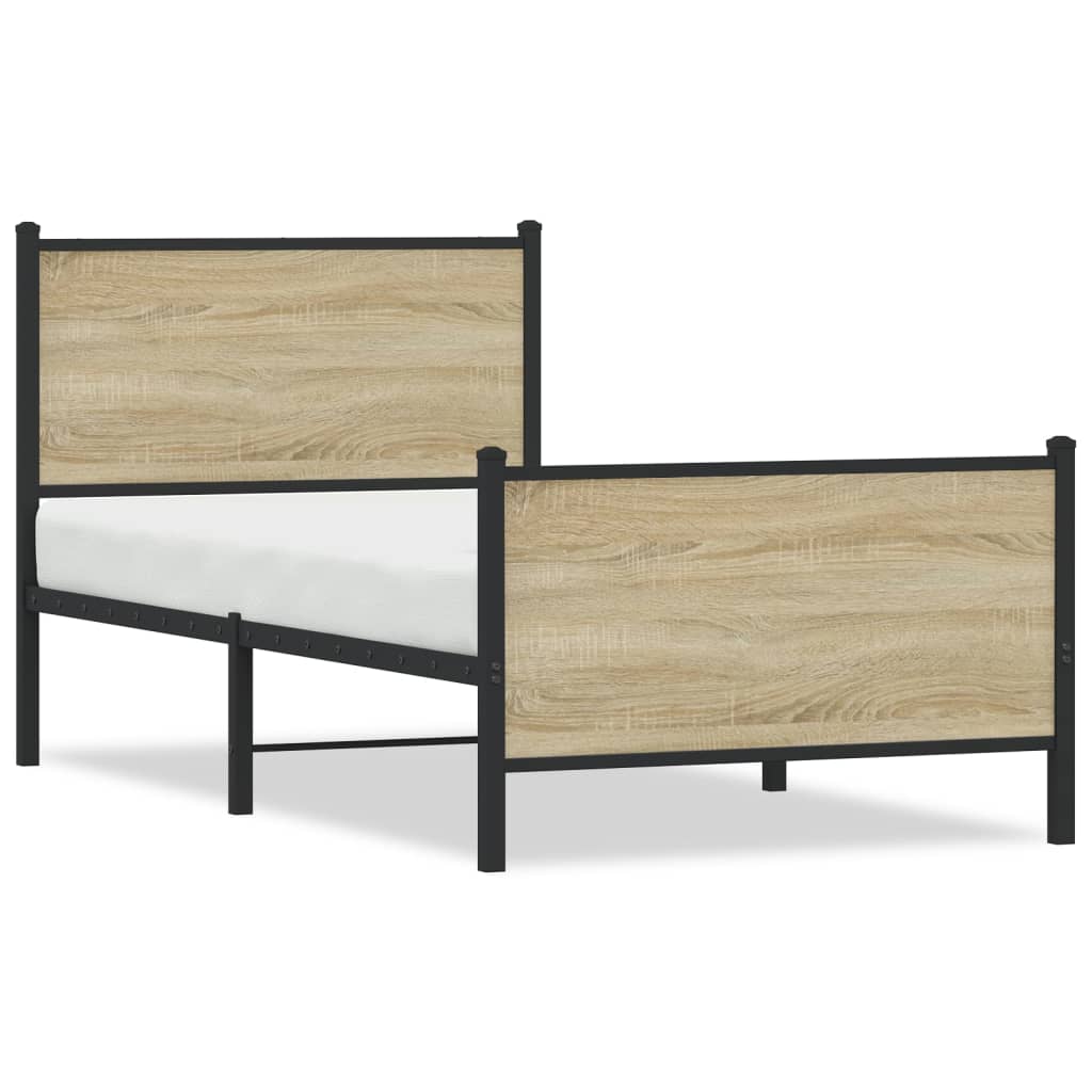 Sengeramme i metall uten madrass sonoma eik 75x190 cm