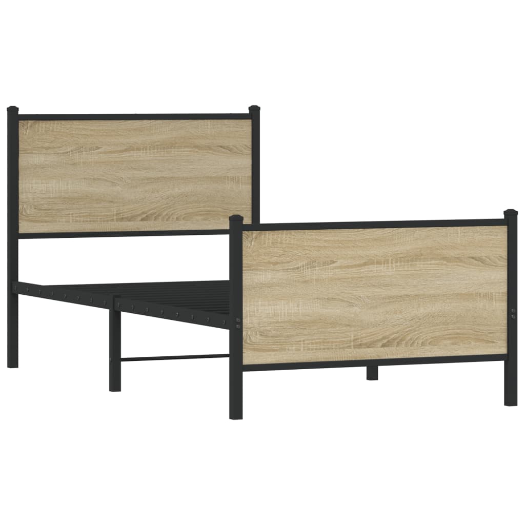 Sengeramme i metall uten madrass sonoma eik 80x200 cm