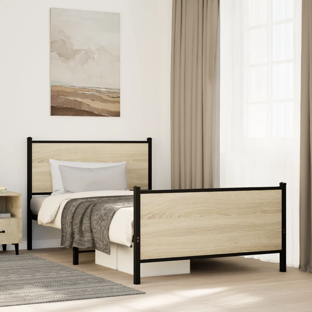 Sengeramme i metall uten madrass sonoma eik 100x190 cm