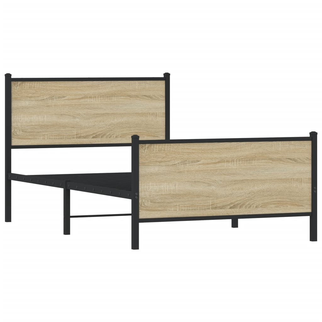 Sengeramme i metall uten madrass sonoma eik 100x200 cm