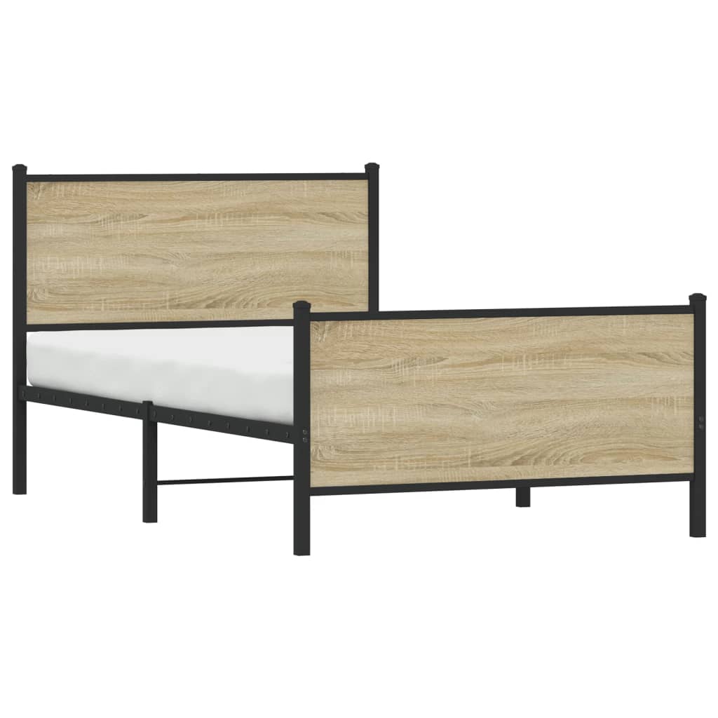 Sengeramme i metall uten madrass sonoma eik 107x203 cm