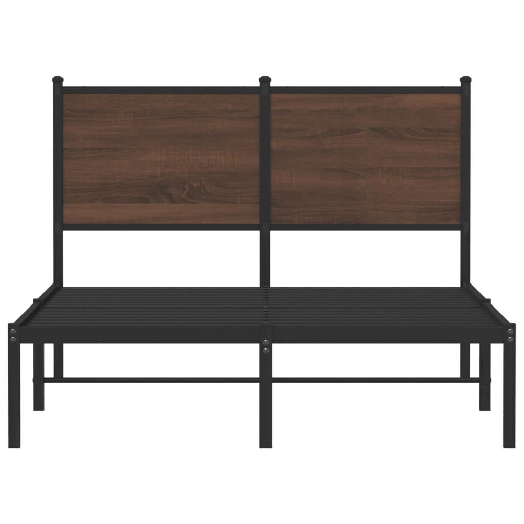 Sengeramme i metall uten madrass brun eik 120x190 cm
