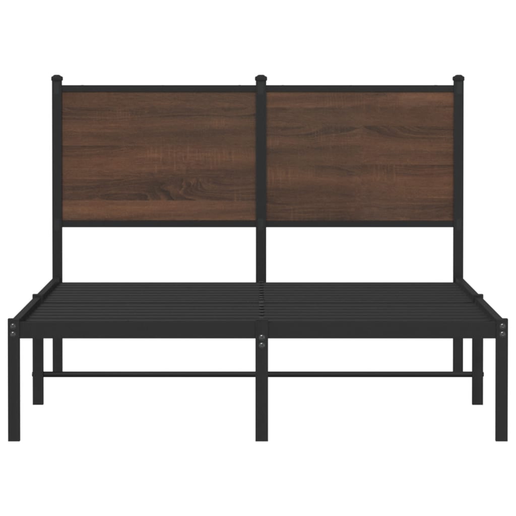 Sengeramme i metall uten madrass brun eik 120x200 cm