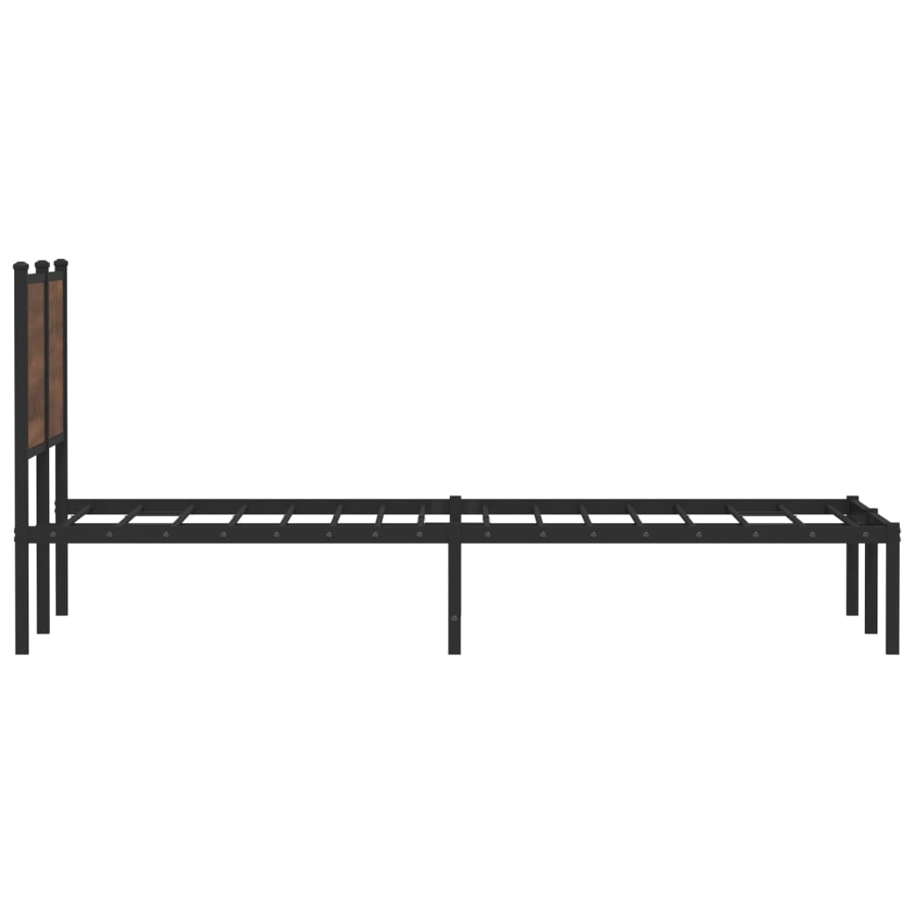 Sengeramme i metall uten madrass brun eik 120x200 cm