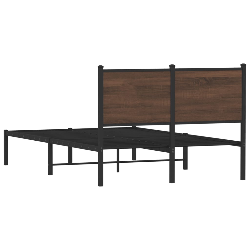 Sengeramme i metall uten madrass brun eik 120x200 cm