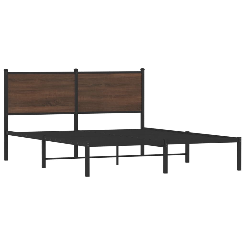 Sengeramme i metall uten madrass brun eik 137x190 cm