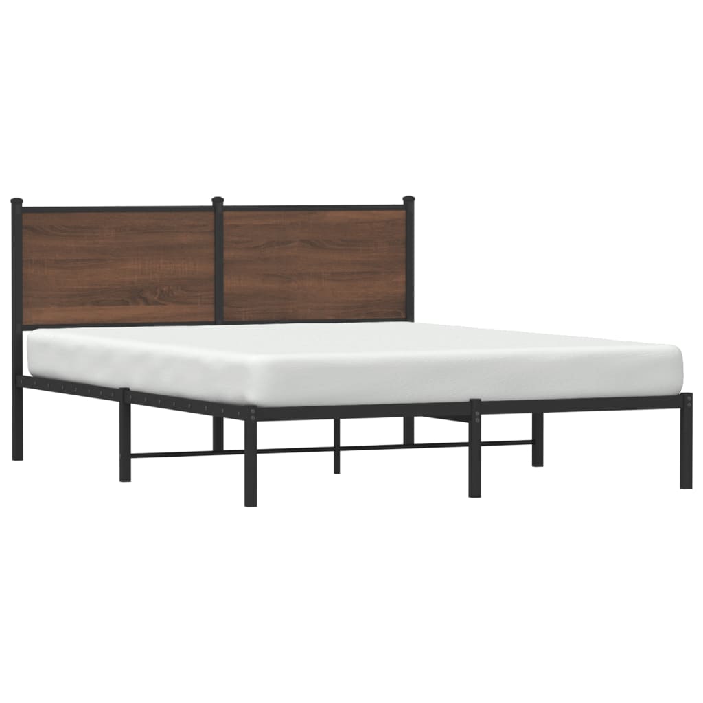 Sengeramme i metall uten madrass brun eik 137x190 cm