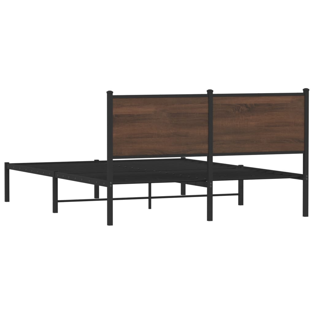 Sengeramme i metall uten madrass brun eik 137x190 cm