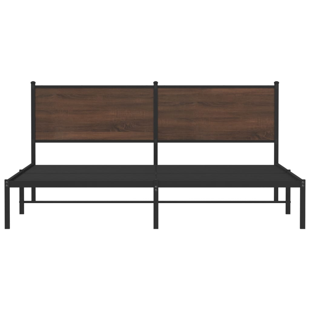 Sengeramme i metall uten madrass brun eik 180x200 cm