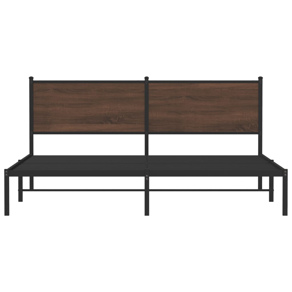 Sengeramme i metall uten madrass brun eik 183x213 cm