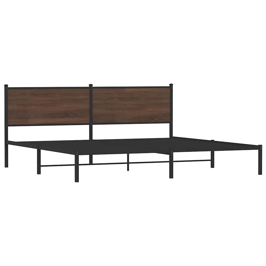 Sengeramme i metall uten madrass brun eik 193x203 cm