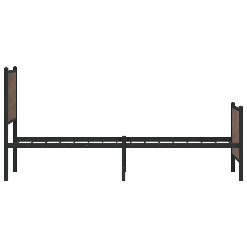 Sengeramme i metall uten madrass brun eik 100x200 cm