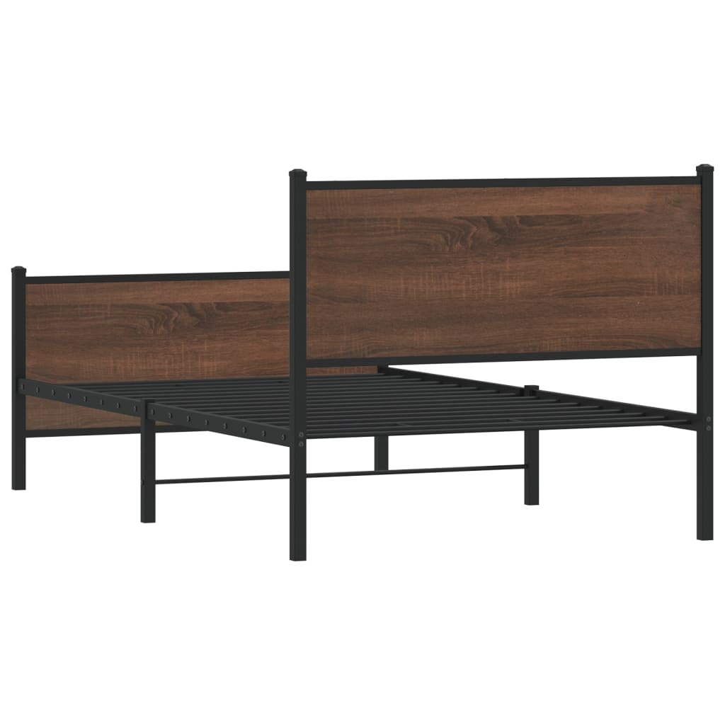 Sengeramme i metall uten madrass brun eik 100x200 cm