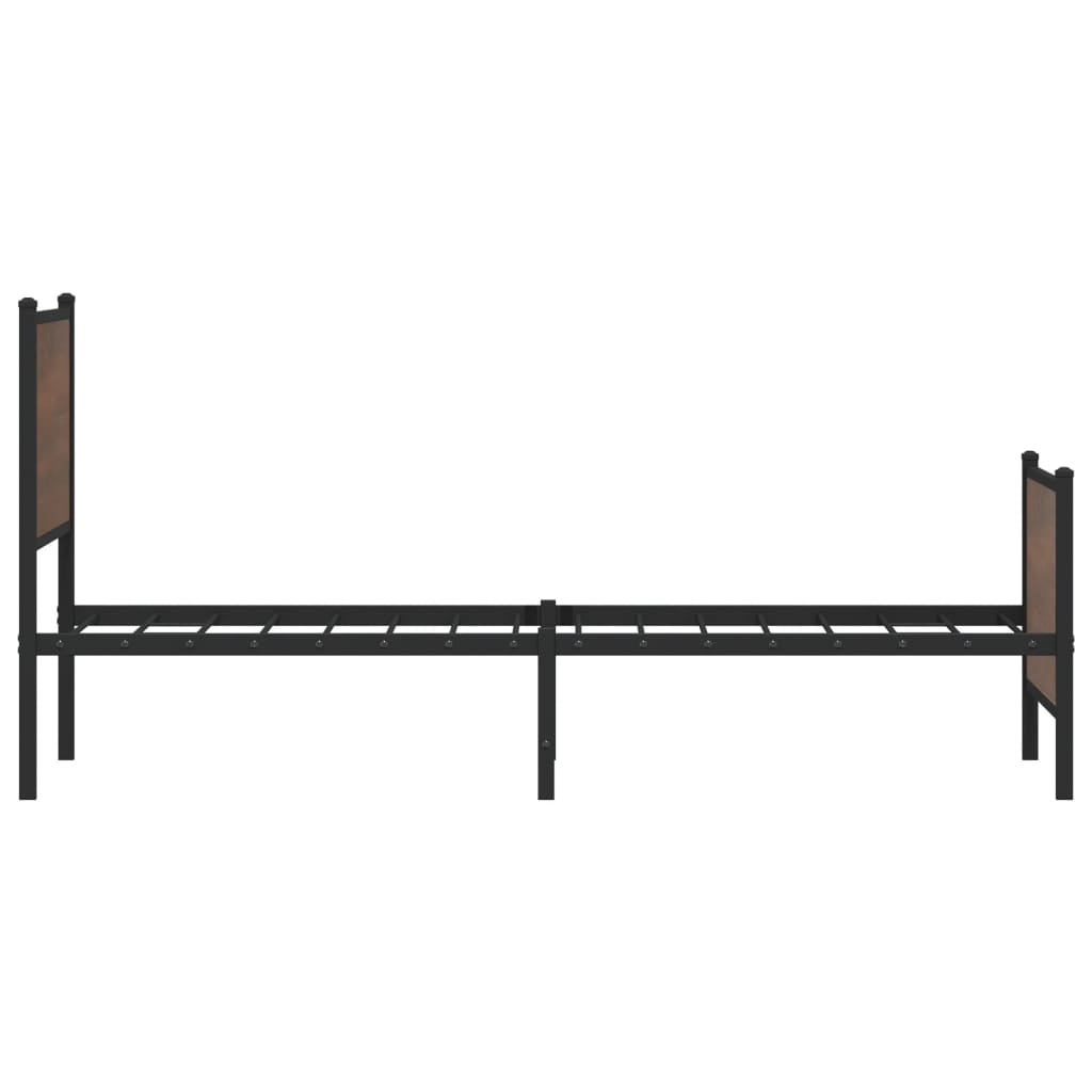Sengeramme i metall uten madrass brun eik 107x203 cm