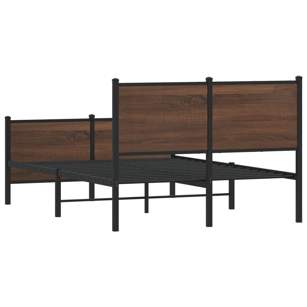Sengeramme i metall uten madrass brun eik 120x200 cm