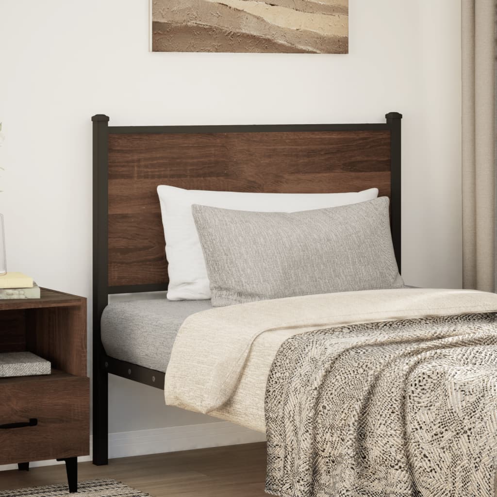 Utskiftbar sengegavl brun eik 80 cm konstruert tre og stål vidaXL