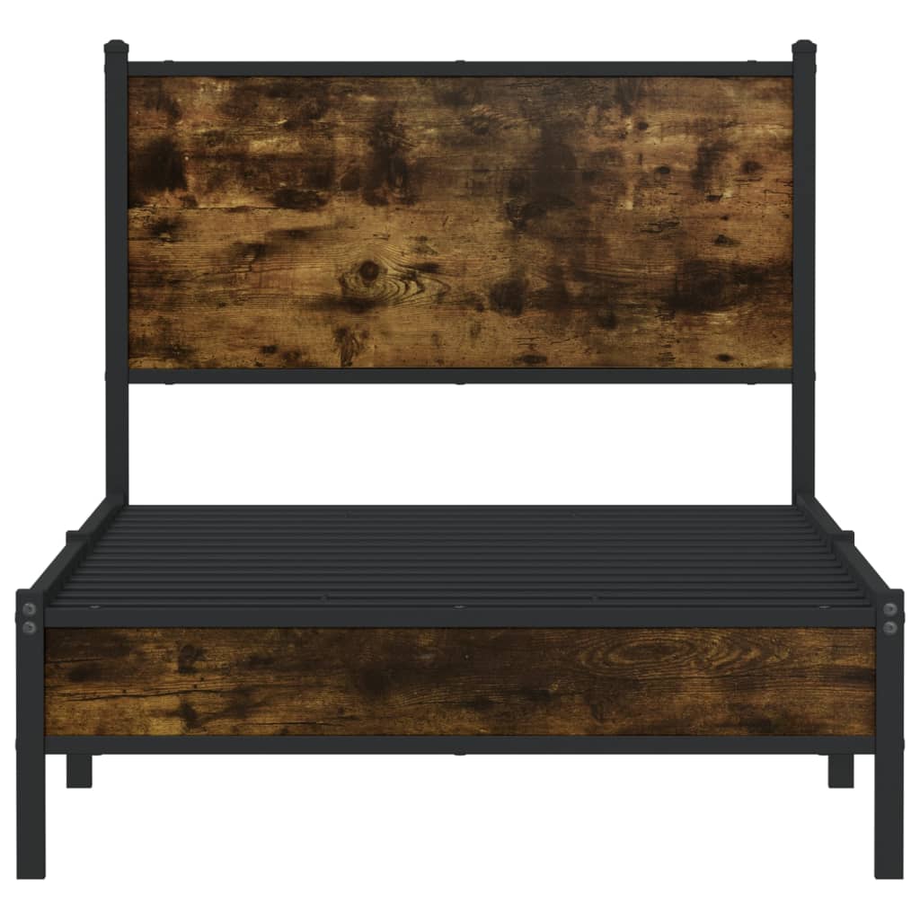 Sengeramme i metall uten madrass røkt eik 80x200 cm