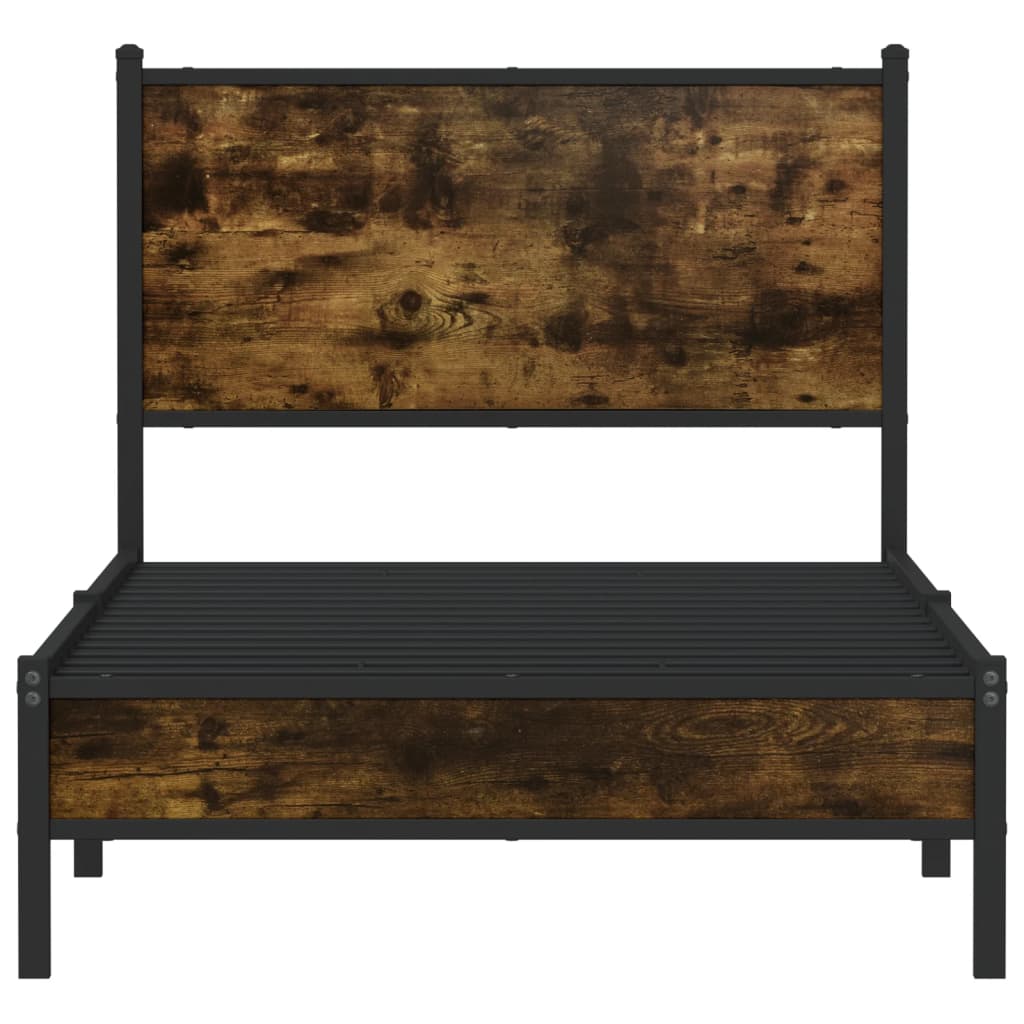 Sengeramme i metall uten madrass røkt eik 90x190 cm