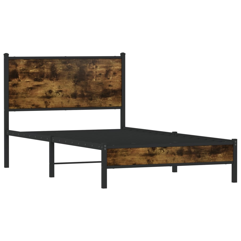 Sengeramme i metall uten madrass røkt eik 100x200 cm