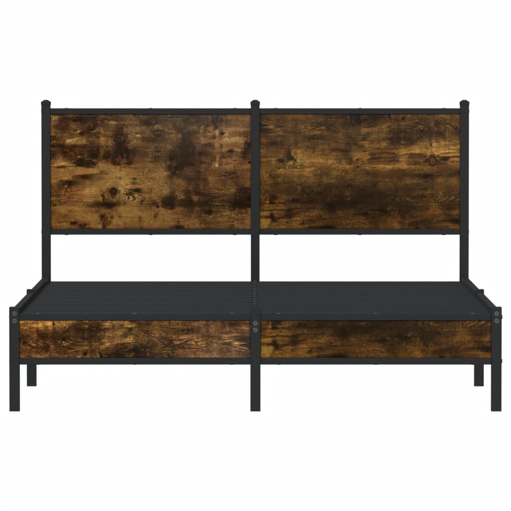 Sengeramme i metall uten madrass røkt eik 137x190 cm