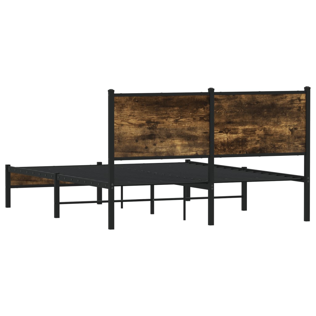 Sengeramme i metall uten madrass røkt eik 137x190 cm