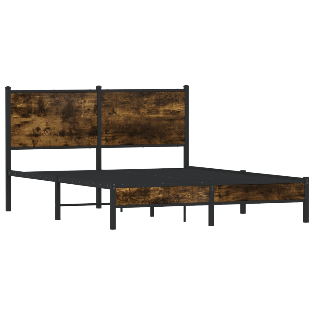 Sengeramme i metall uten madrass røkt eik 150x200 cm
