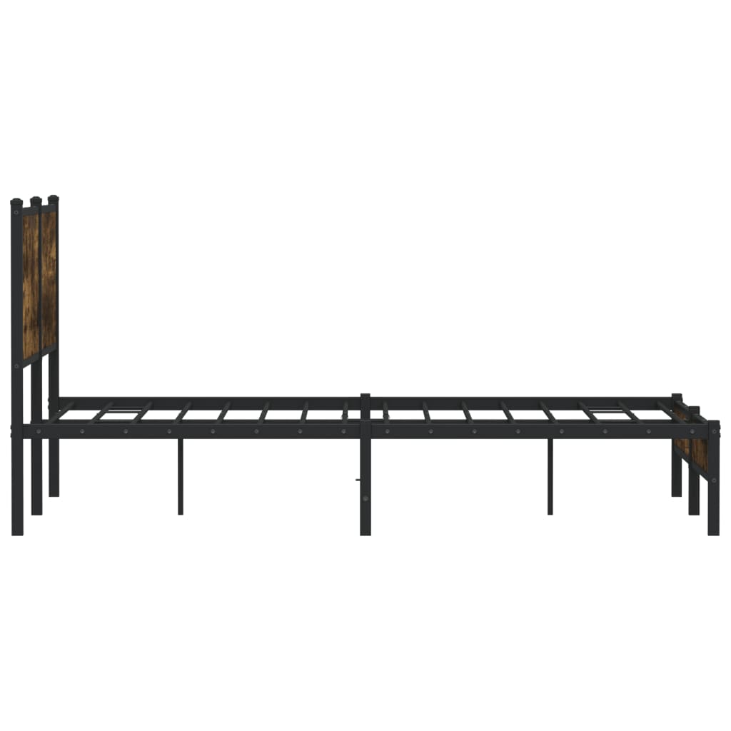 Sengeramme i metall uten madrass røkt eik 150x200 cm