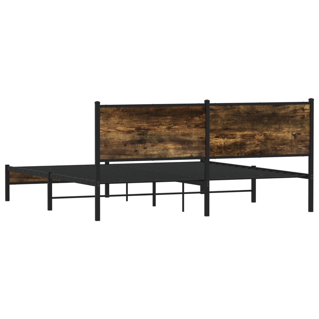 Sengeramme i metall uten madrass røkt eik 160x200 cm