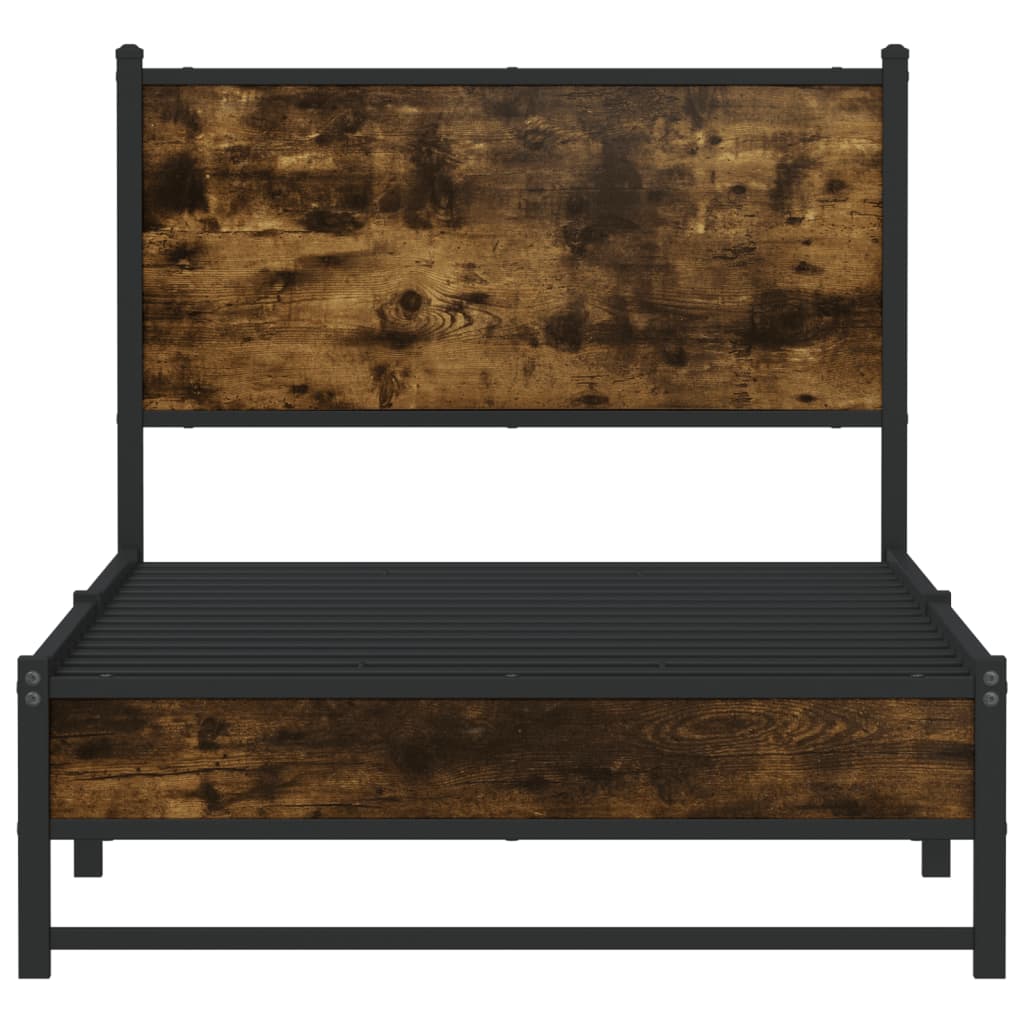 Sengeramme i metall uten madrass røkt eik 80x200 cm