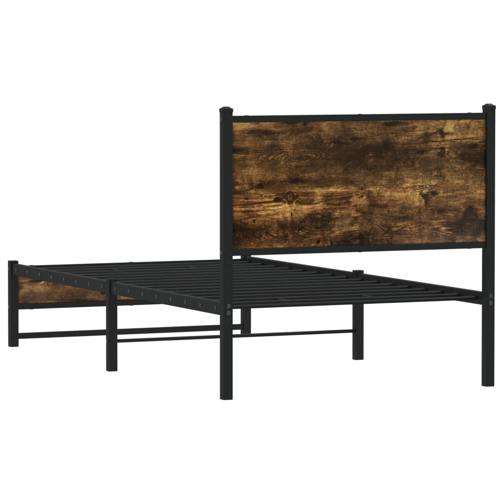 Sengeramme i metall uten madrass røkt eik 90x190 cm