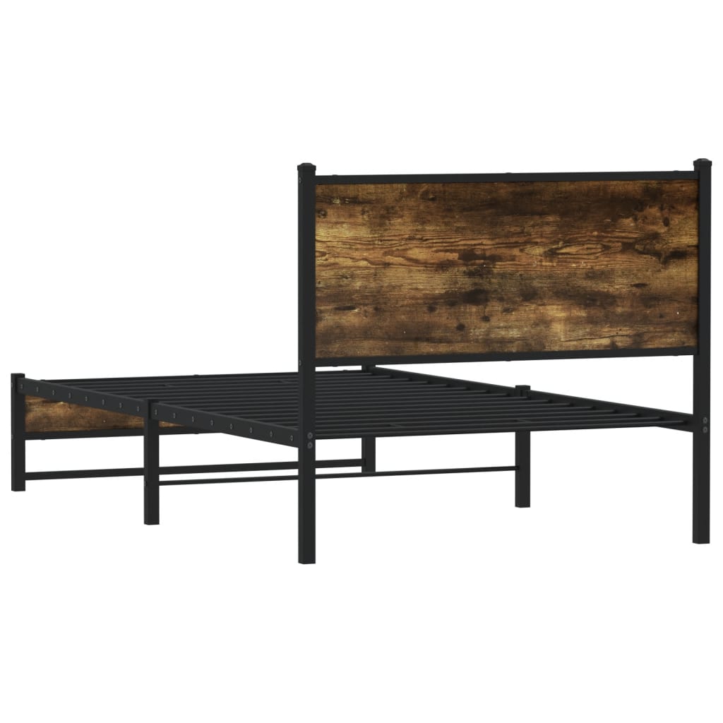 Sengeramme i metall uten madrass røkt eik 100x200 cm